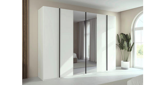 DREHTÜRENSCHRANK 301/235/61 cm,  in Weiß, 6-türig  - Graphitfarben/Weiß, Basics, Glas/Holzwerkstoff (301/235/61cm) - Novel