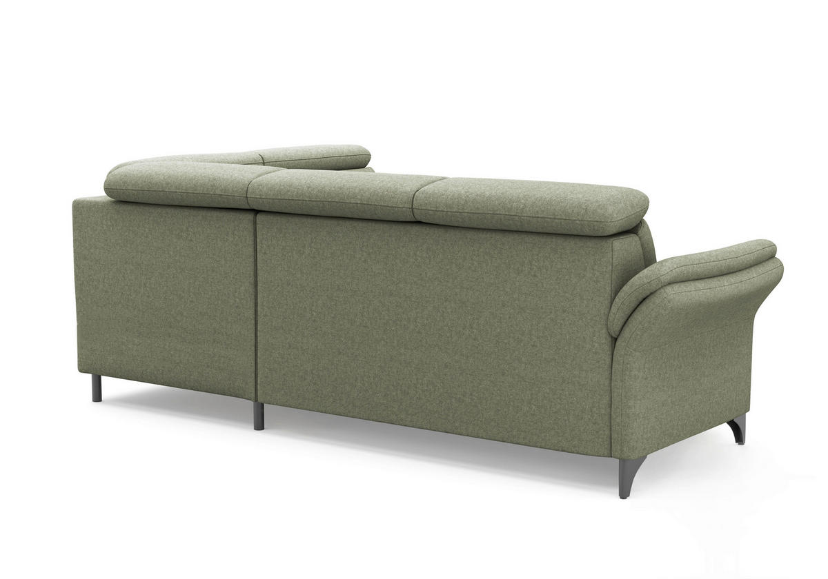 ECKSOFA Flachgewebe Olivgrün  - Schwarz/Olivgrün, Konventionell, Textil/Metall (247/193cm) - Sit & More