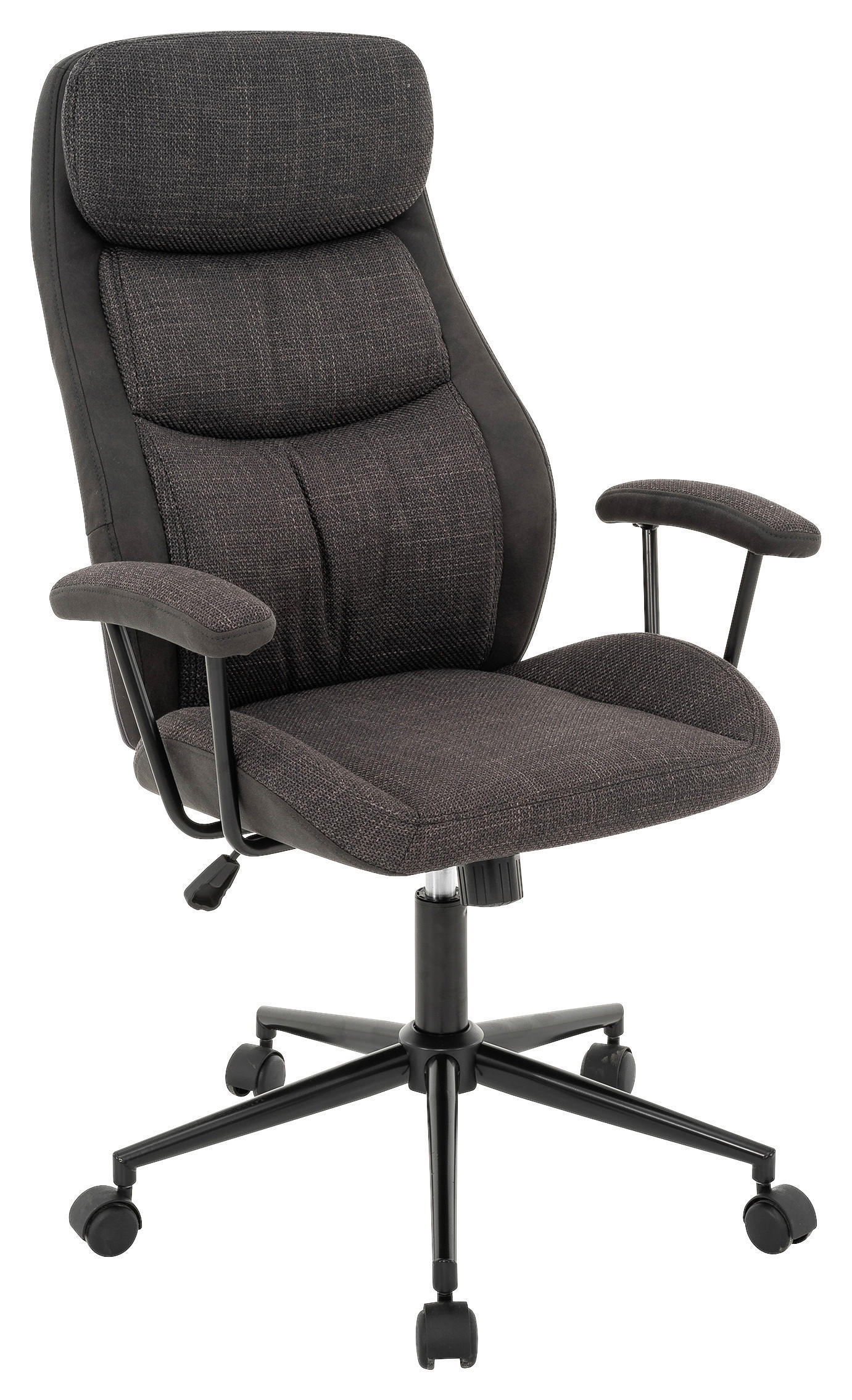 CHEFSESSEL Webstoff Grau  - Schwarz/Grau, MODERN, Kunststoff/Textil (64/103-113/66cm) - MID.YOU