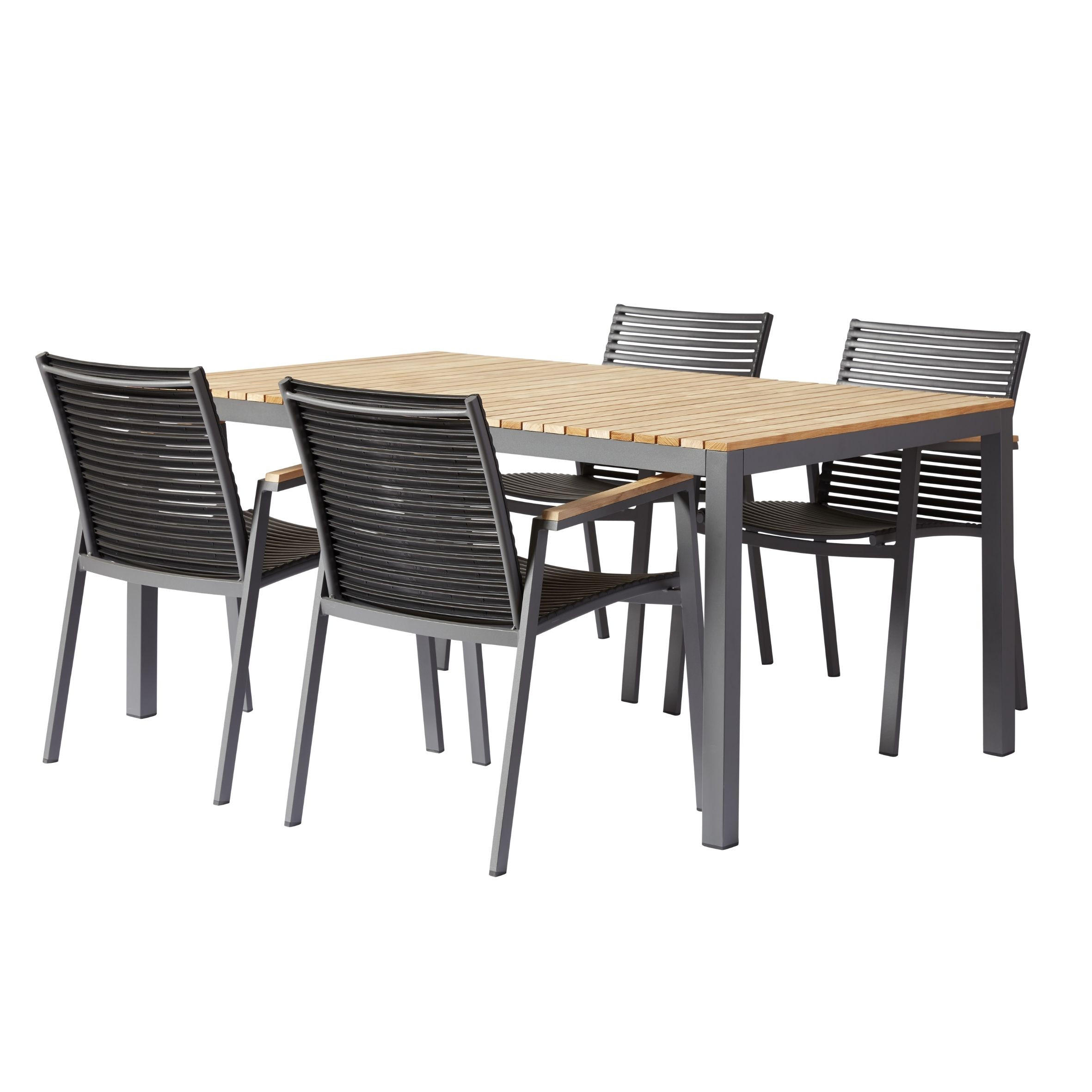 GARTENTISCHGRUPPE  - Anthrazit/Schwarz, Natur, Holz/Kunststoff (56,5/84/62cm) - Gardenson