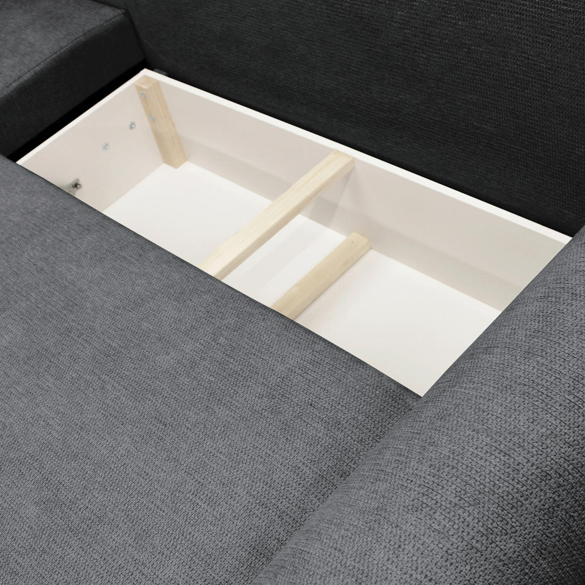 ECKSOFA in Struktur Grau  160/250 cm  - Schwarz/Grau, Design, Kunststoff/Textil (160/250cm) - MID.YOU