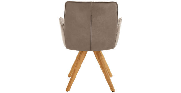 ARMLEHNSTUHL in Holz, Leder Taupe, Eichefarben  - Taupe/Eichefarben, Design, Leder/Holz (59/89/63cm) - Dieter Knoll