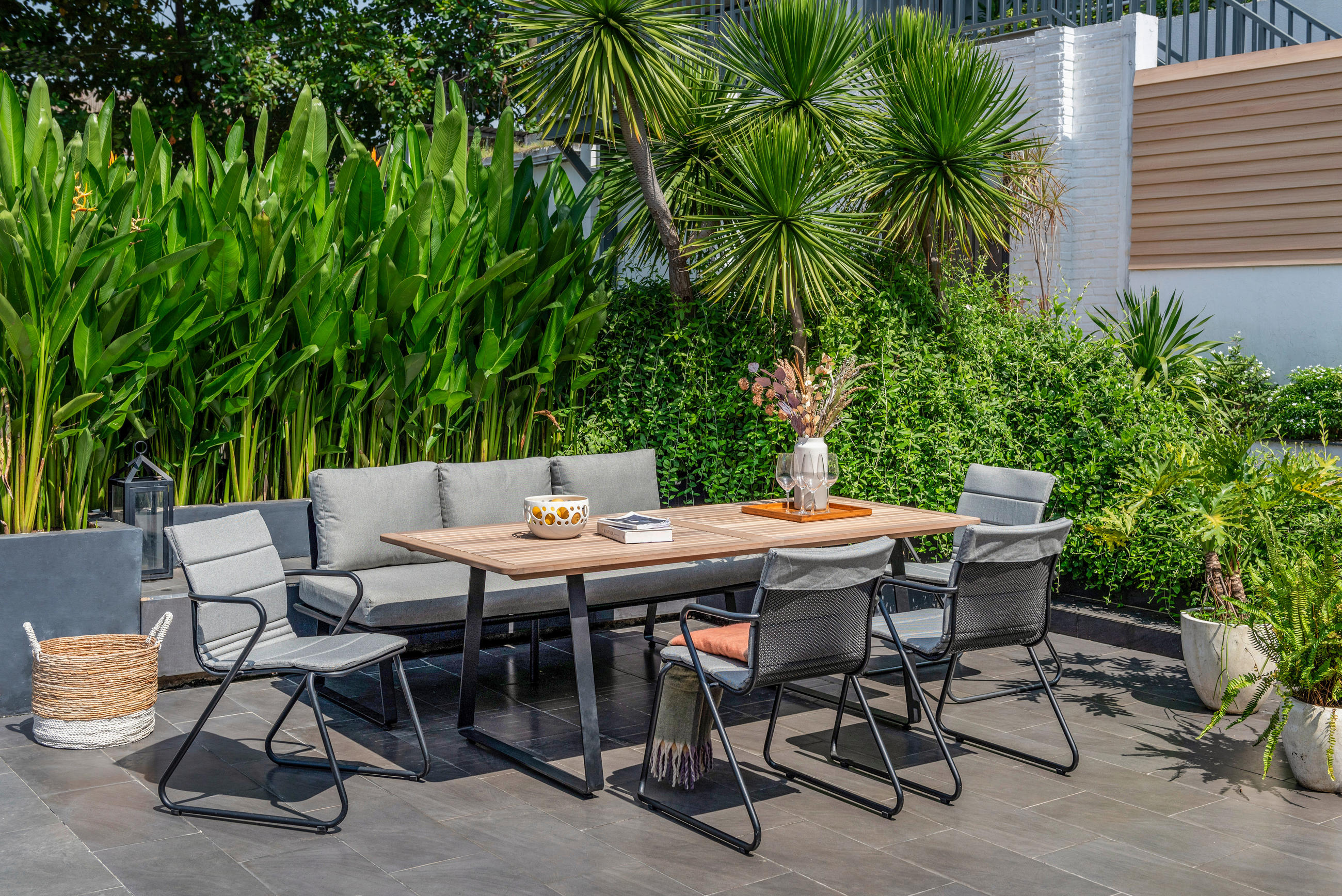 GARTENSTUHL Carbonstahl Schwarz, Hellgrau  - Hellgrau/Schwarz, Design, Textil/Metall (66,8/83,6/55,9cm) - Ambia Garden