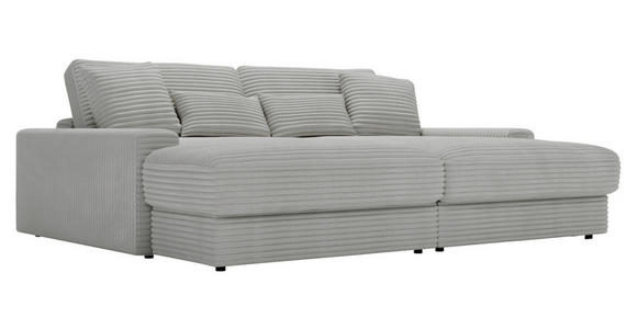 BIGSOFA Cord Hellgrau - Hellgrau/Schwarz, MODERN, Kunststoff/Textil (230/85/190cm) - Carryhome