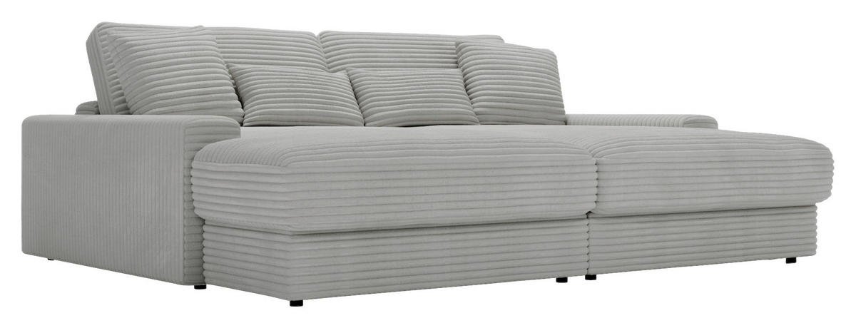 BIGSOFA in Cord Hellgrau  - Hellgrau/Schwarz, MODERN, Kunststoff/Textil (230/85/190cm) - Carryhome