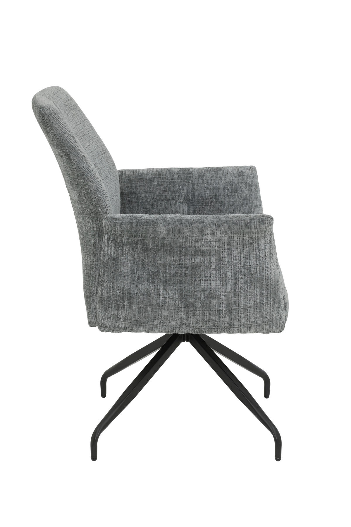 ARMLEHNSTUHL 1 Stück erweiterbar, Sitzfläche 360° drehbar, inklusive Armlehnen, ergonomische Rückenlehne, gepolsterte Armlehnen Webstoff, Mikrofaser  - Hellgrau/Schwarz, MODERN, Textil/Metall (71/93/68cm) - MID.YOU