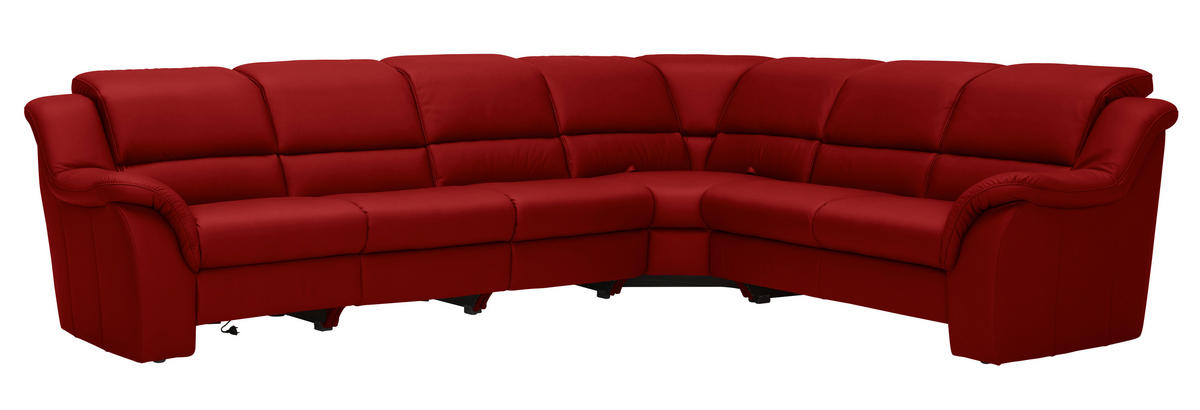 ECKSOFA  in Echtleder Rot  324/260 cm  - Chromfarben/Rot, KONVENTIONELL, Leder/Kunststoff (324/260cm) - Cantus