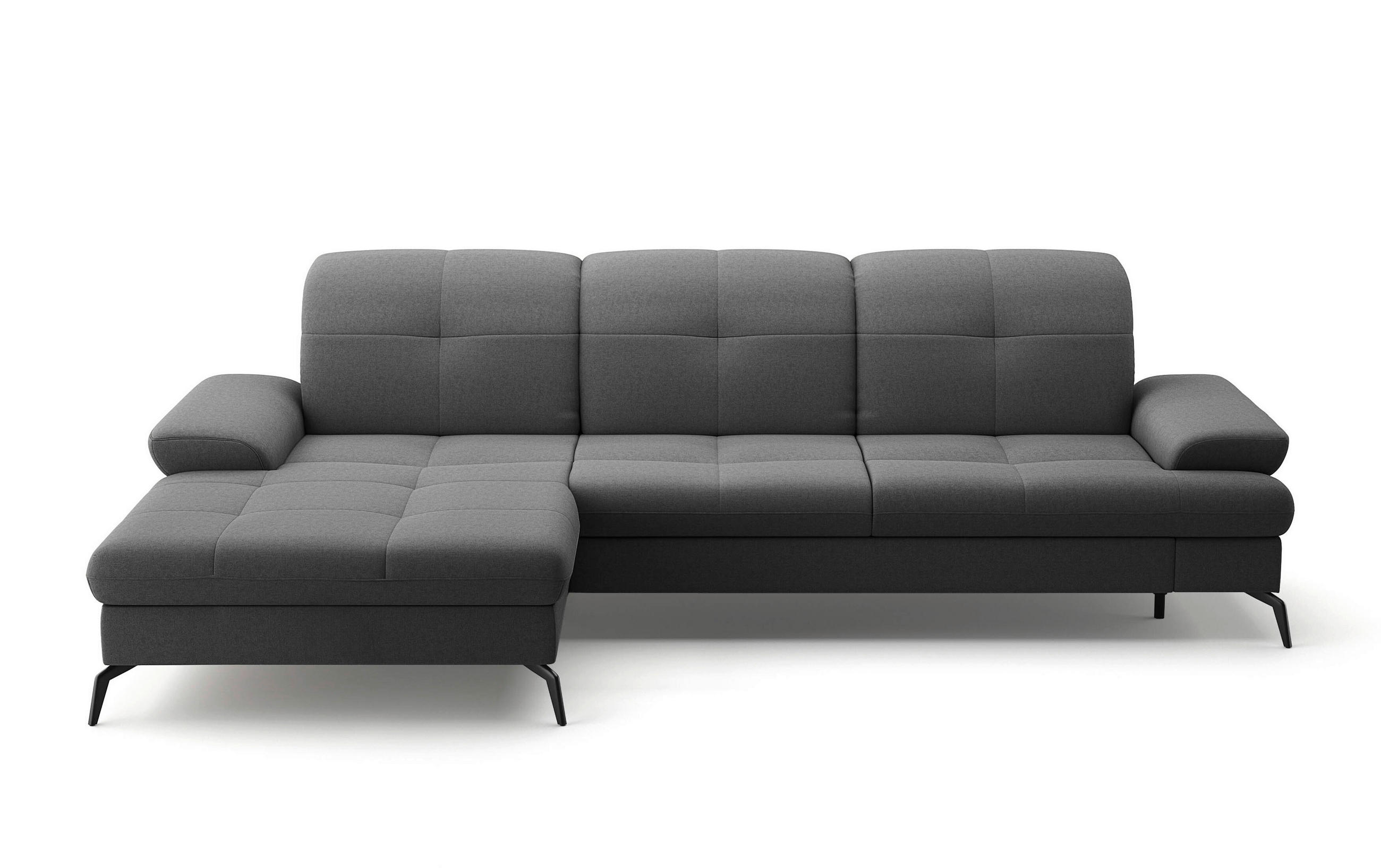 ECKSOFA in Flachgewebe Dunkelgrau  - Dunkelgrau/Schwarz, Konventionell, Textil/Metall (185/279cm) - Sit & More