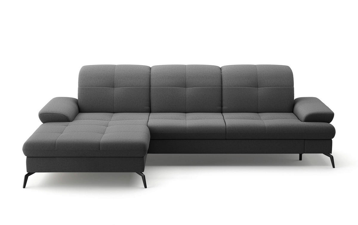 ECKSOFA in Flachgewebe Dunkelgrau  - Dunkelgrau/Schwarz, Konventionell, Textil/Metall (185/279cm) - Sit & More