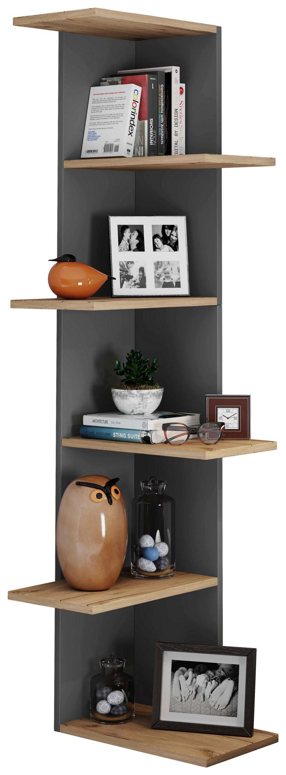 ECKREGAL in 37/140/37 cm Schwarz, Honigeiche  - Honigeiche/Weiss, Lifestyle, Holzwerkstoff (37/140/37cm) - MID.YOU