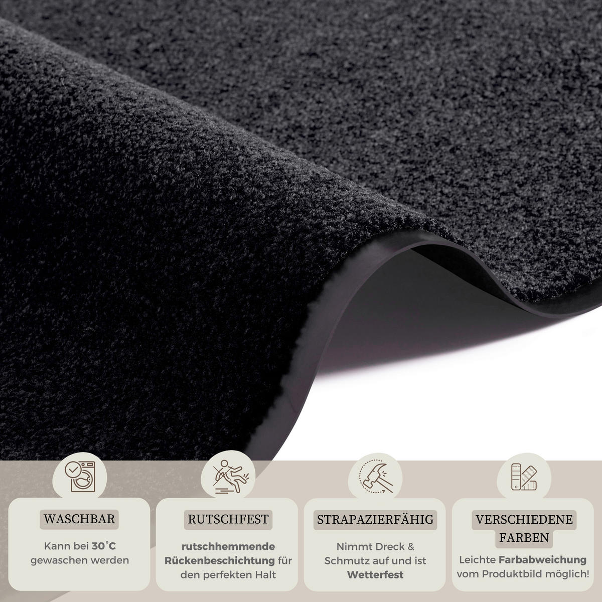 SCHMUTZFANGMATTE  90/150 cm  Schwarz  - Schwarz, Basics, Kunststoff/Textil (90/150cm)
