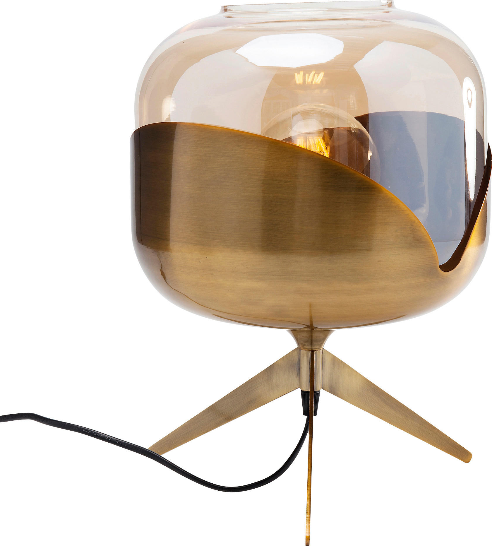 TISCHLEUCHTE 27/35/27 cm   - Transparent/Goldfarben, Design, Glas/Metall (27/35/27cm) - Kare-Design