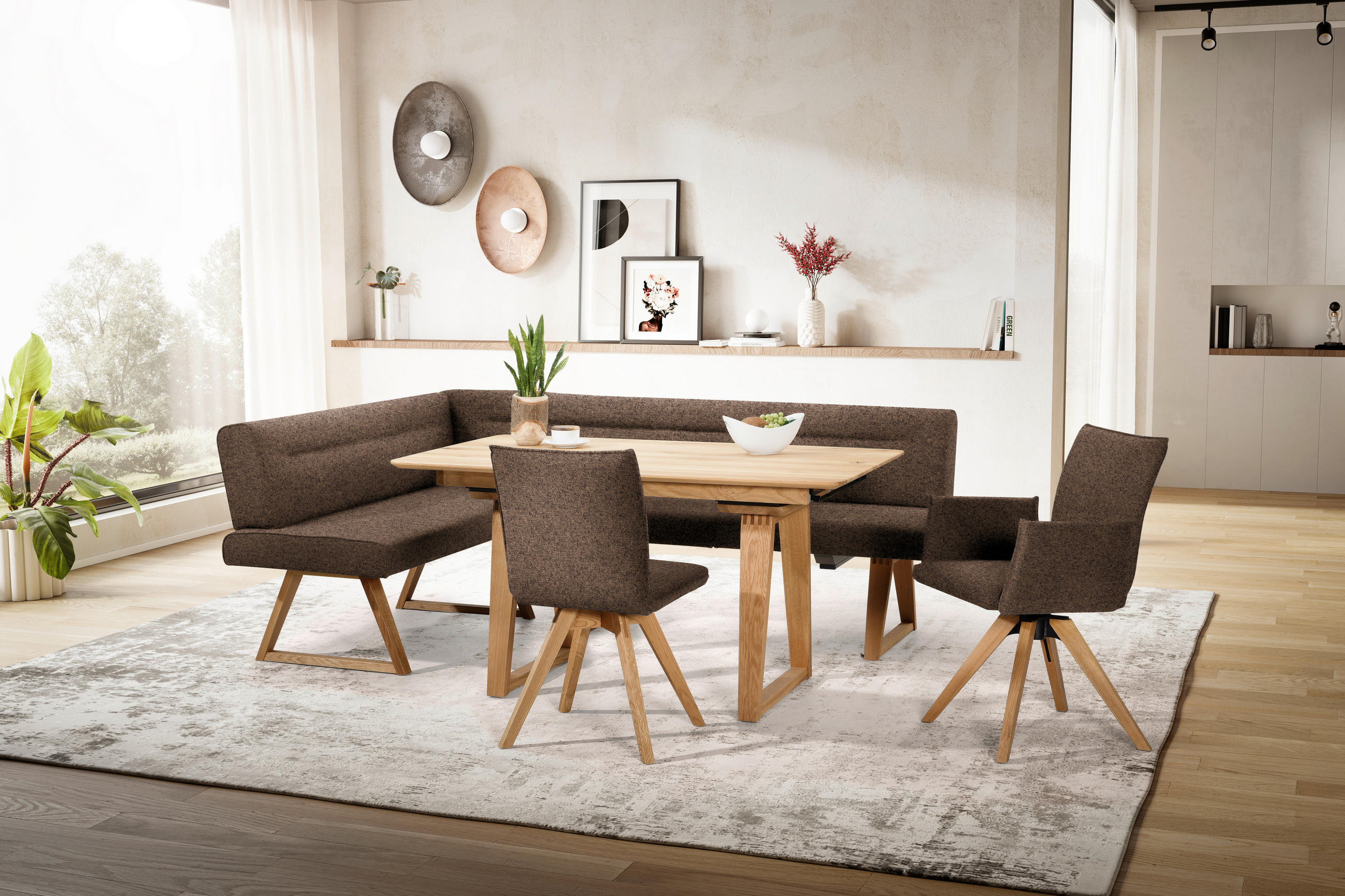 ECKBANK 170/230 cm  in Eichefarben, Dunkelbraun  - Eichefarben/Dunkelbraun, KONVENTIONELL, Holz/Textil (170/230cm) - Moderano