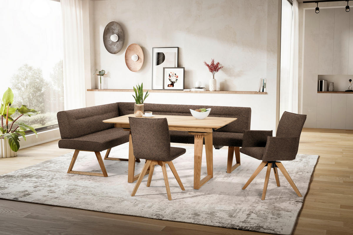 ARMLEHNSTUHL in Holz, Textil Braun, Eichefarben  - Eichefarben/Braun, KONVENTIONELL, Holz/Textil (64/91/61cm) - Moderano