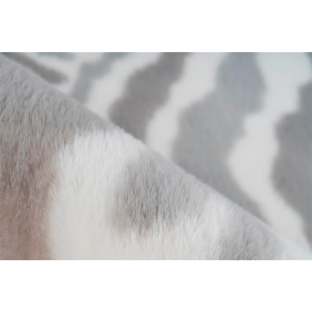 Thumbnail - Hochflorteppich Rabbit Animal Grau / Weiß, Grau, Weiß, Textil, Animalprint, rechteckig, 120x160 cm, pflegeleicht, Teppic...
