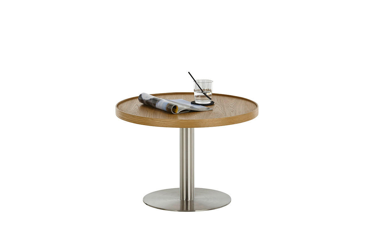 COUCHTISCH in Holz, Metall, Holzwerkstoff 60/60/40 cm  - Edelstahlfarben/Eichefarben, Design, Holz/Holzwerkstoff (60/60/40cm) - Novel