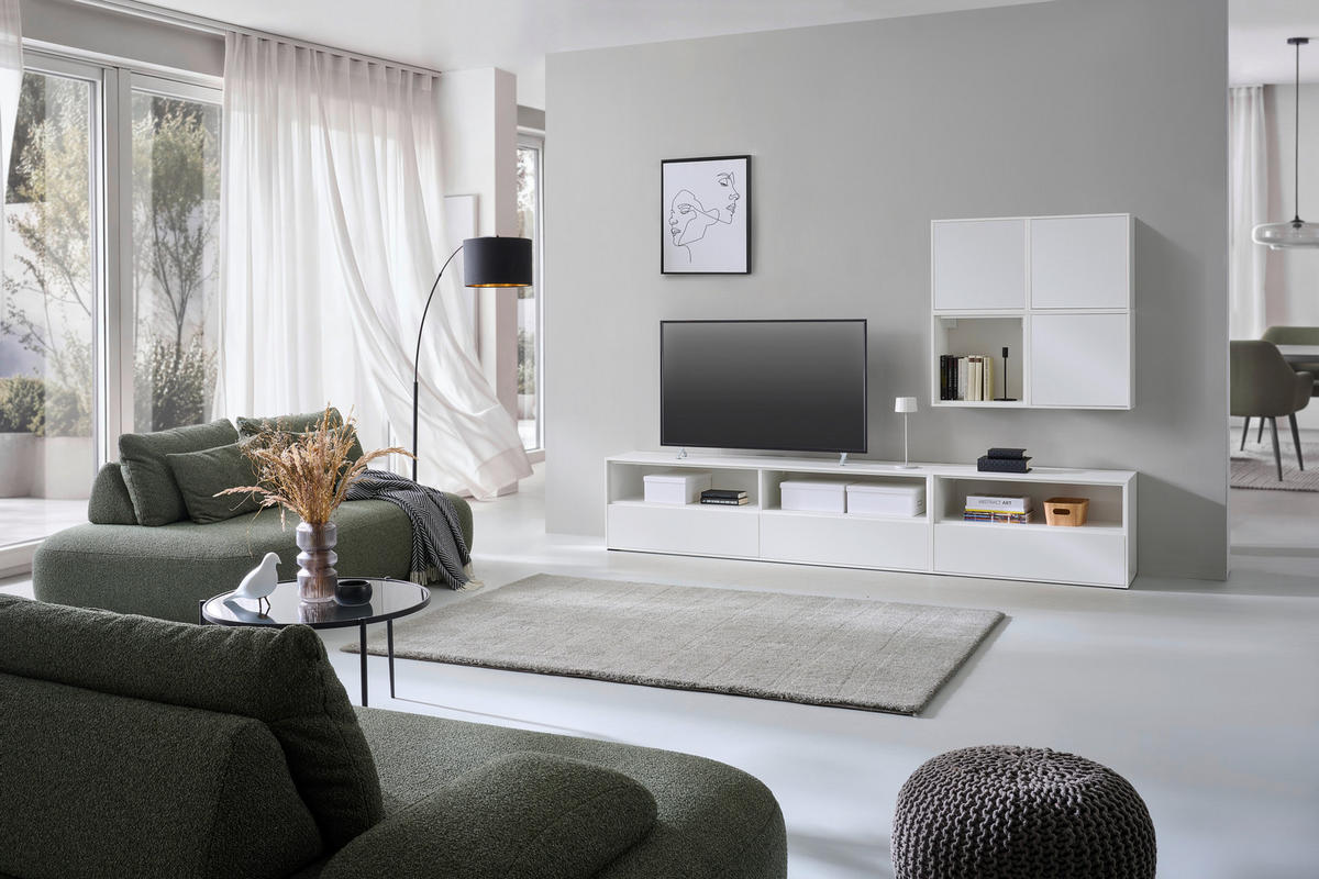 TV-ELEMENT 179,1/52/40 cm Weiß  179,1/52/40 cm  - Weiß, Design, Holzwerkstoff (179,1/52/40cm) - home24