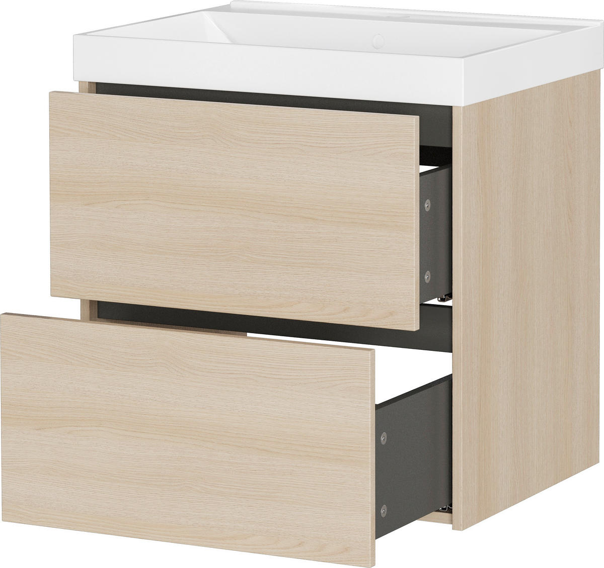 WASCHTISCHKOMBI  - Eichefarben/Weiß, Design, Keramik/Holzwerkstoff (81/65/46cm) - Germania