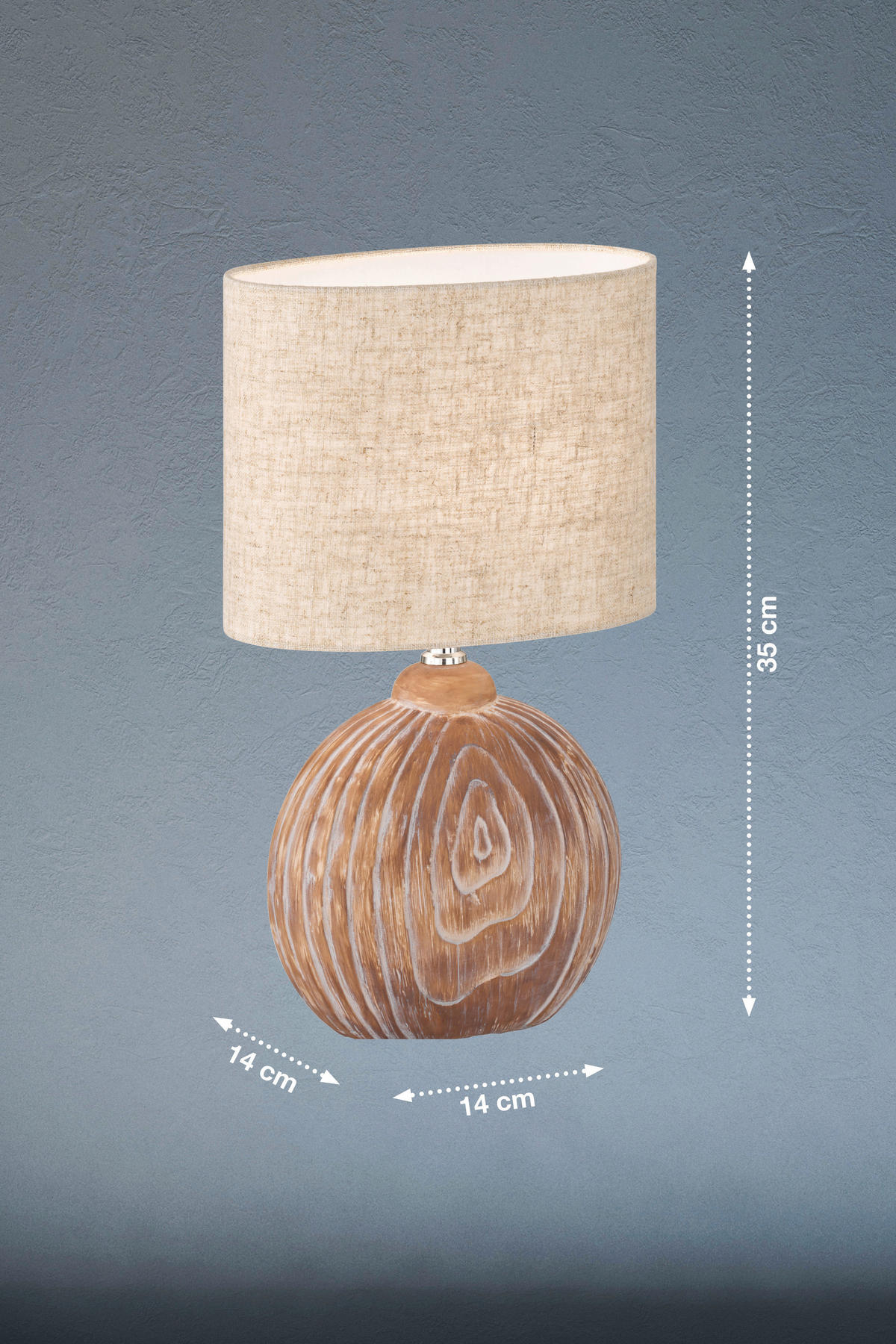 TISCHLEUCHTE - Sandfarben/Eukalyptusholzfarben, Design, Keramik/Textil (13/39/23cm) - Fischer & Honsel