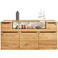 SIDEBOARD Eichefarben  180/90,5/47,1 cm  - Eichefarben/Schwarz, Natur, Glas/Holz (180/90,5/47,1cm) - Valnatura