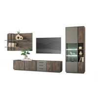 WOHNWAND 3-teilig  in Anthrazit, Eichefarben  390/200/45 cm  - Eichefarben/Anthrazit, Design, Glas/Holzwerkstoff (390/200/45cm) - MID.YOU