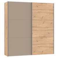 SCHWEBETÜRENSCHRANK 203/220/65 cm 2-türig Hellbraun, Eiche Artisan  - Hellbraun/Silberfarben, Design, Glas/Holzwerkstoff (203/220/65cm) - Jutzler