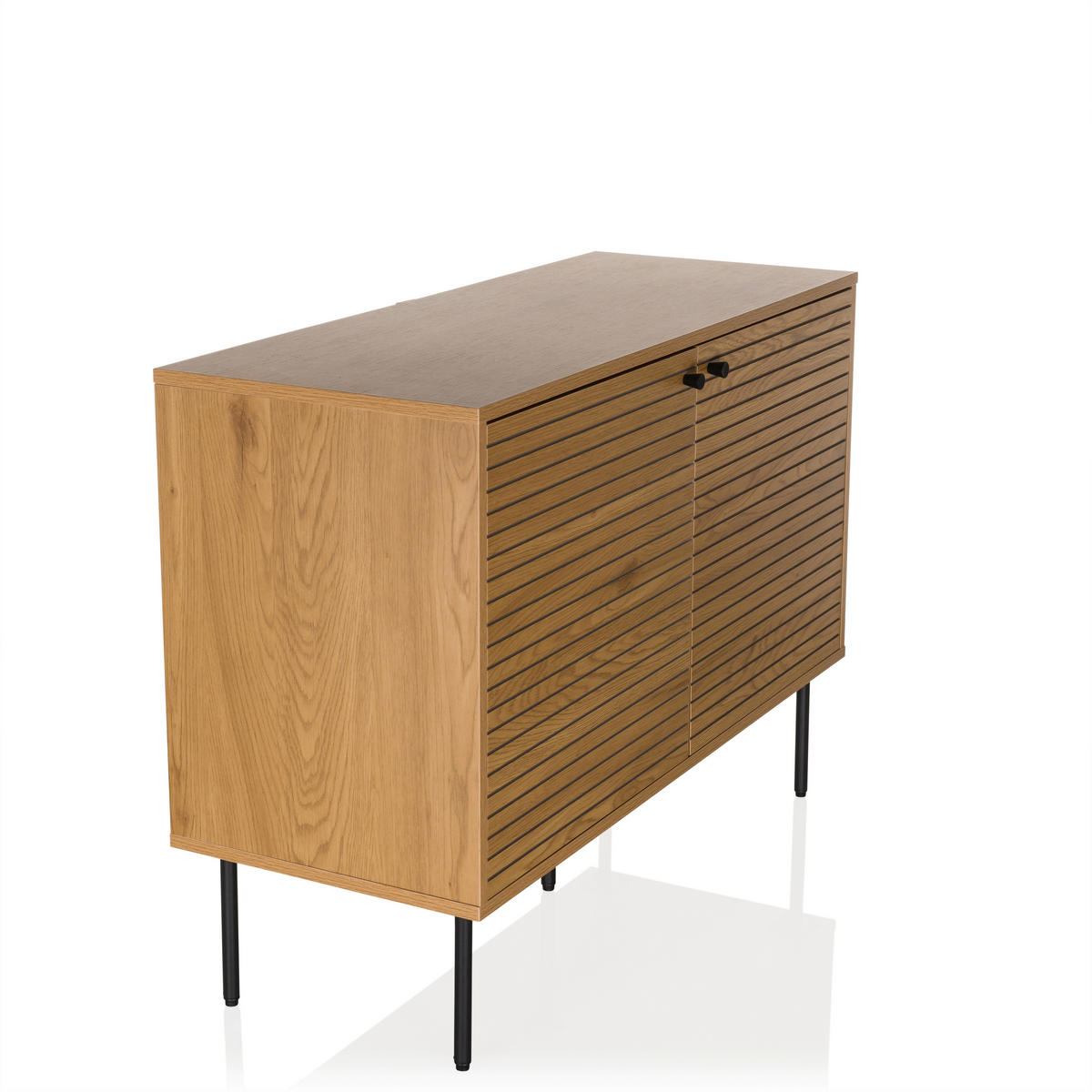 SIDEBOARD  in 100/74/40 cm  - Eichefarben/Schwarz, MODERN, Holzwerkstoff/Metall (100/74/40cm) - MID.YOU