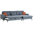 ECKSOFA in Velours, Cord Graphitfarben  - Schwarz/Graphitfarben, Design, Textil/Metall (302/180cm) - Venda