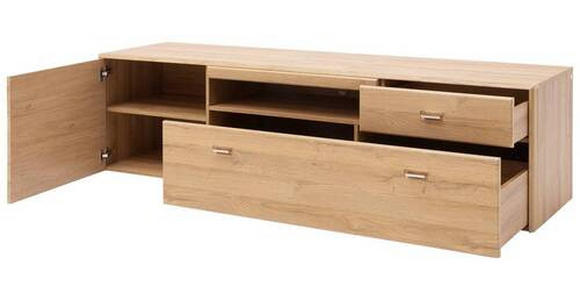 LOWBOARD in 205/55/52 cm - Eichefarben/Silberfarben, KONVENTIONELL, Holzwerkstoff/Metall (205/55/52cm) - Cantus
