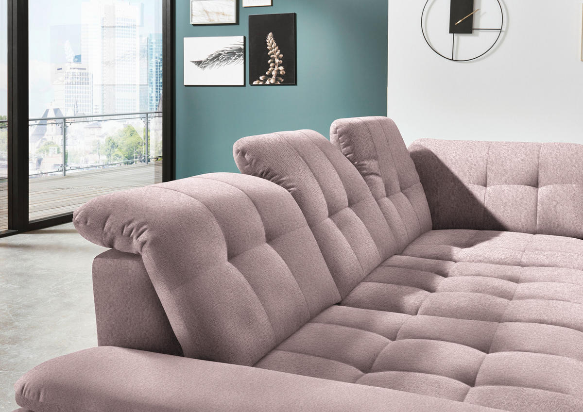 ECKSOFA in Chenille Altrosa  310/260 cm  - Chromfarben/Altrosa, Design, Textil/Metall (310/260cm) - Beldomo Speed