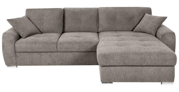 ECKSOFA in Mikrofaser Braun  - Chromfarben/Braun, MODERN, Kunststoff/Textil (276/193cm) - Hom`in