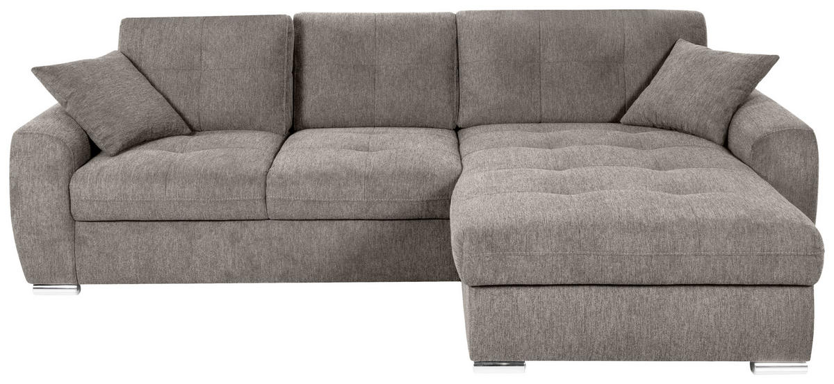ECKSOFA in Mikrofaser Braun  276/193 cm  - Chromfarben/Braun, MODERN, Kunststoff/Textil (276/193cm) - Hom`in
