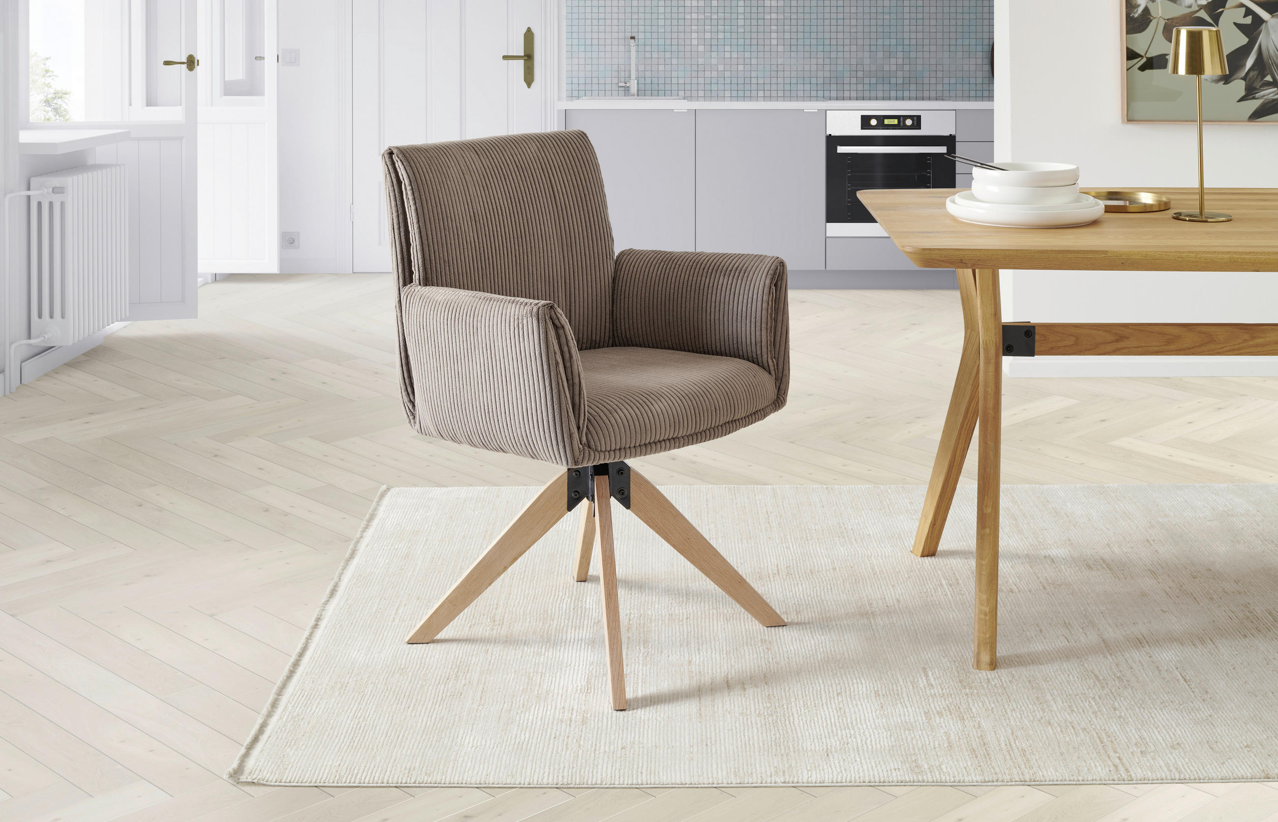 ARMLEHNSTUHL in Holz, Metall, Textil Braun  - Braun/Naturfarben, LIFESTYLE, Holz/Textil (65/90/62,5cm) - MID.YOU