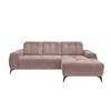 ECKSOFA in Cord Rosa  - Schwarz/Rosa, Modern, Textil/Metall (258/180cm) - Livetastic