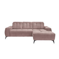 ECKSOFA in Cord Rosa  - Schwarz/Rosa, Modern, Textil/Metall (258/180cm) - Livetastic