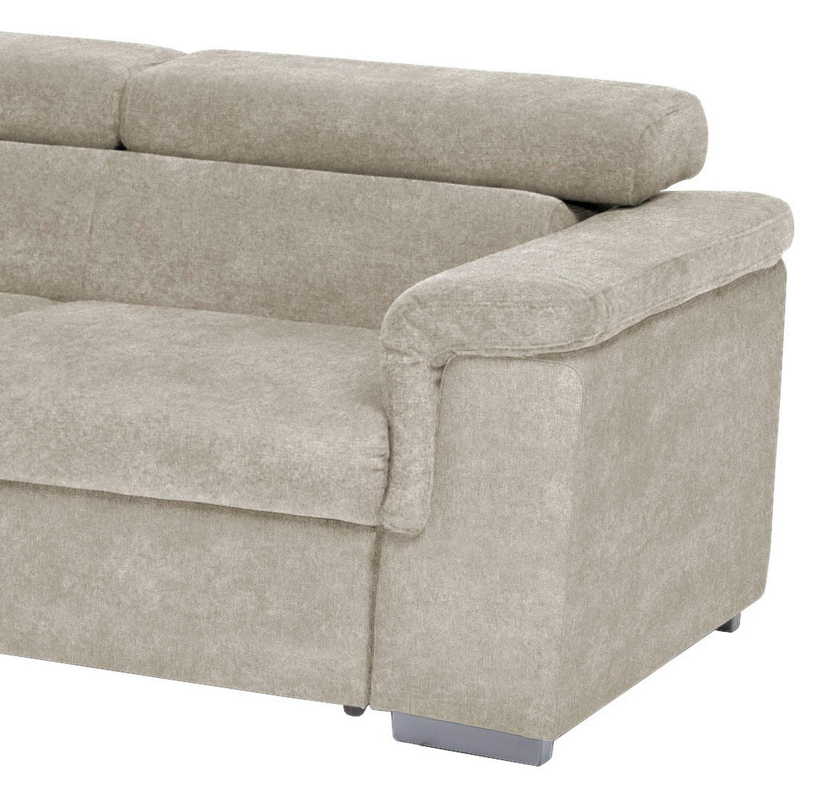 ECKSOFA in Flachgewebe Platinfarben  217/252 cm  - Platinfarben, Basics, Holz/Textil (217/252cm) - MID.YOU