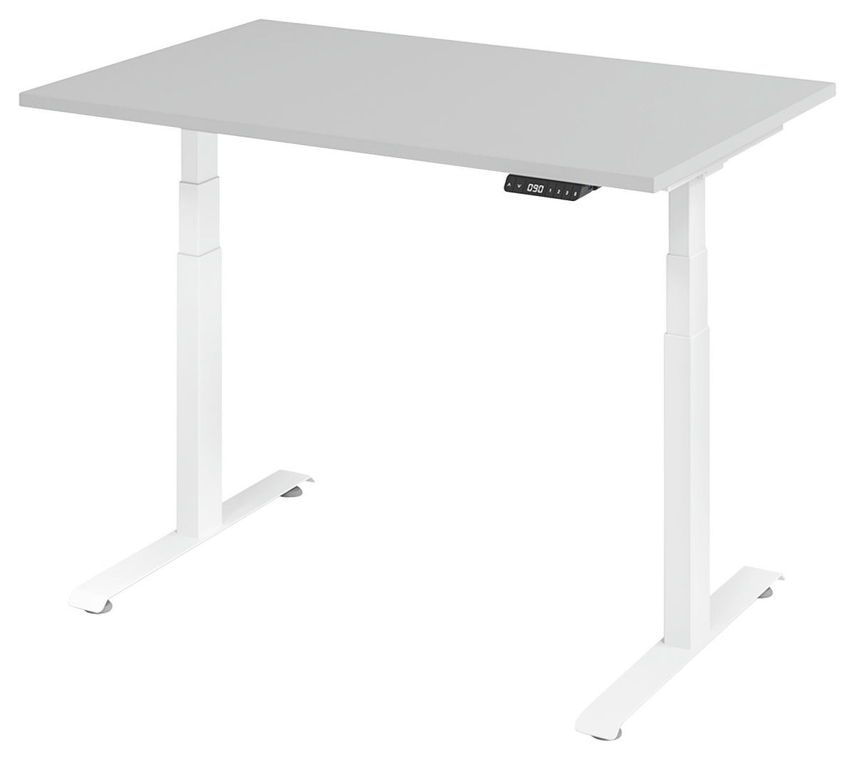 SCHREIBTISCH höhenverstellbar  - Weiß/Grau, KONVENTIONELL, Holzwerkstoff/Metall (120/80/64,5-129,5cm) - Venda