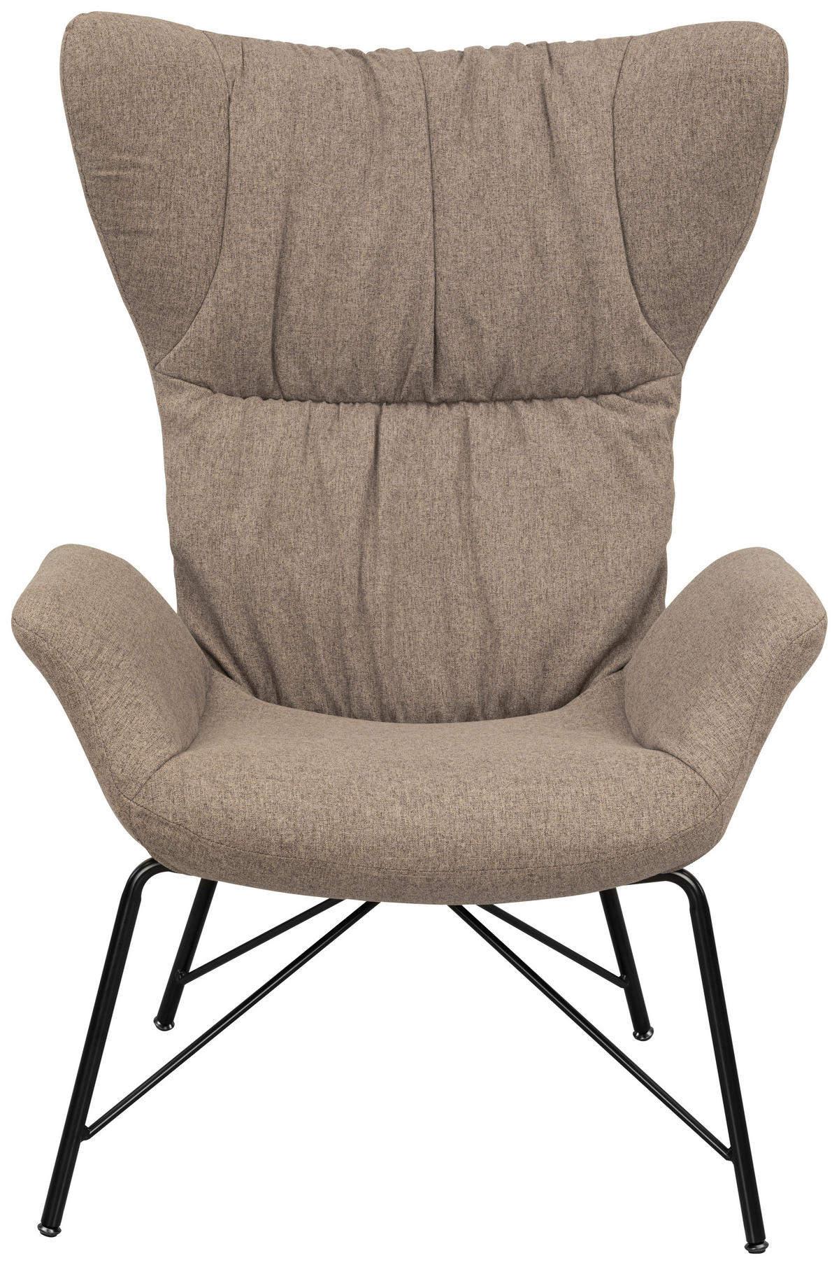 OHRENSESSEL Webstoff Braun  - Schwarz/Braun, Design, Textil/Metall (76/108/80cm) - MID.YOU