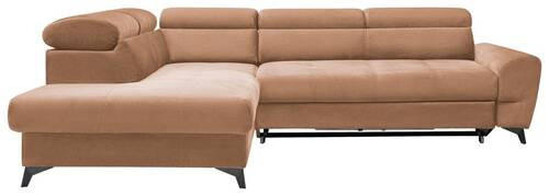 ECKSOFA Orange Velours  - Schwarz/Orange, MODERN, Textil/Metall (212/272cm) - MID.YOU