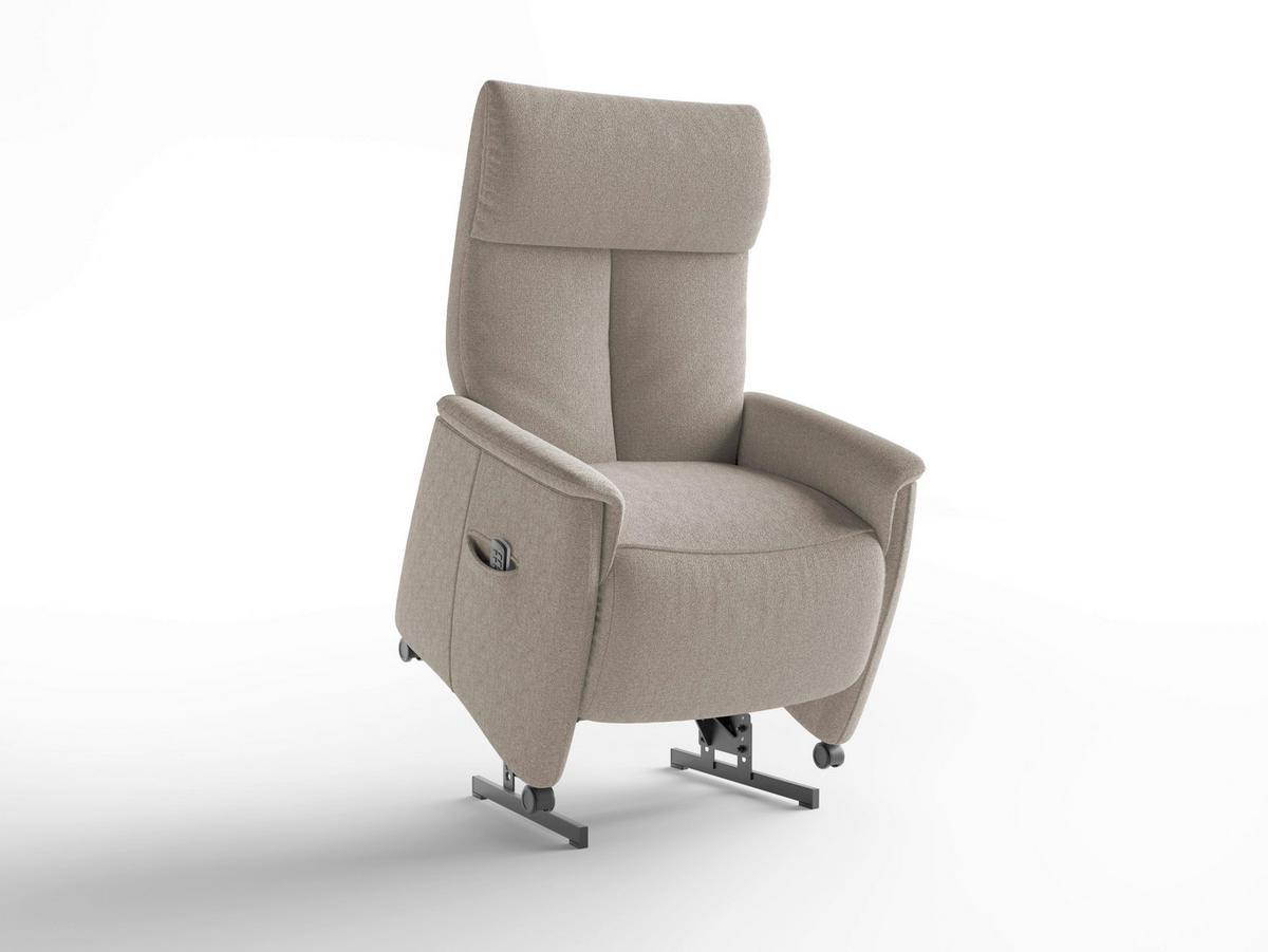 RELAXSESSEL TV CREMONA COMFORT E L3 Chenille Kopfteilverstellung, Fußteilverstellung, Rücken echt    - Taupe/Schwarz, Basics, Kunststoff/Textil (76/114/84cm) - Sit & More