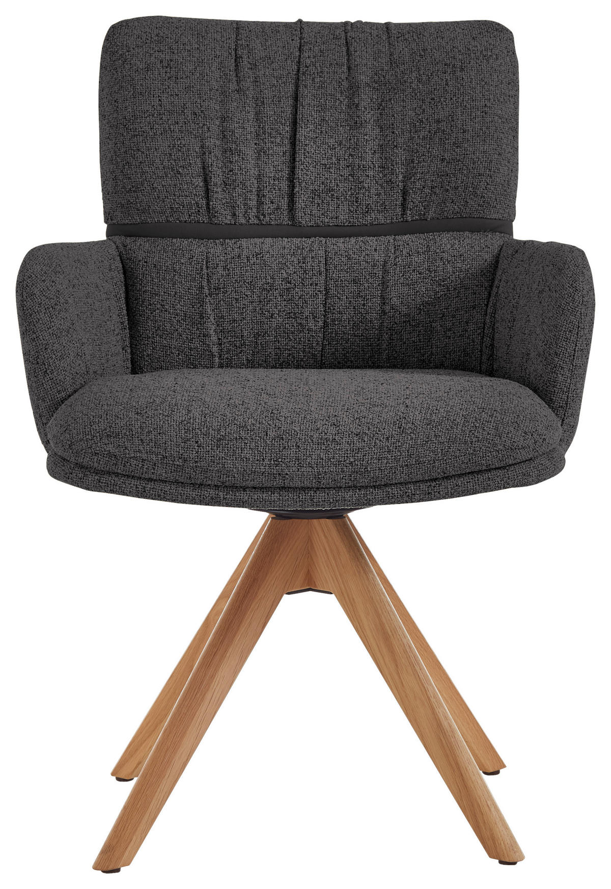 ARMLEHNSTUHL  Typenauswahl, Sitzfläche 360° drehbar, inklusive Armlehnen, Gestellauswahl, automatische Rückholfunktion Mikrofaser  Graphitfarben  - Eichefarben/Graphitfarben, Design, Holz/Textil (61/86/63cm) - Valdera