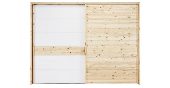 SCHWEBETÜRENSCHRANK in Weiß, Zirbelkieferfarben - Zirbelkieferfarben/Weiß, Natur, Glas/Holz (250/225/65cm) - Valnatura