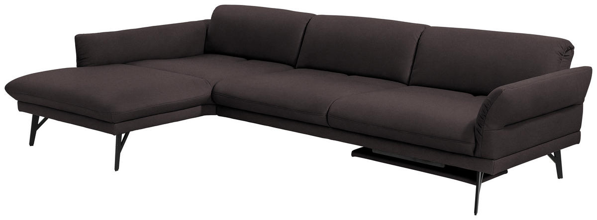 ECKSOFA in Echtleder Dunkelbraun  173/308 cm  - Anthrazit/Dunkelbraun, Design, Leder/Metall (173/308cm) - Joop!