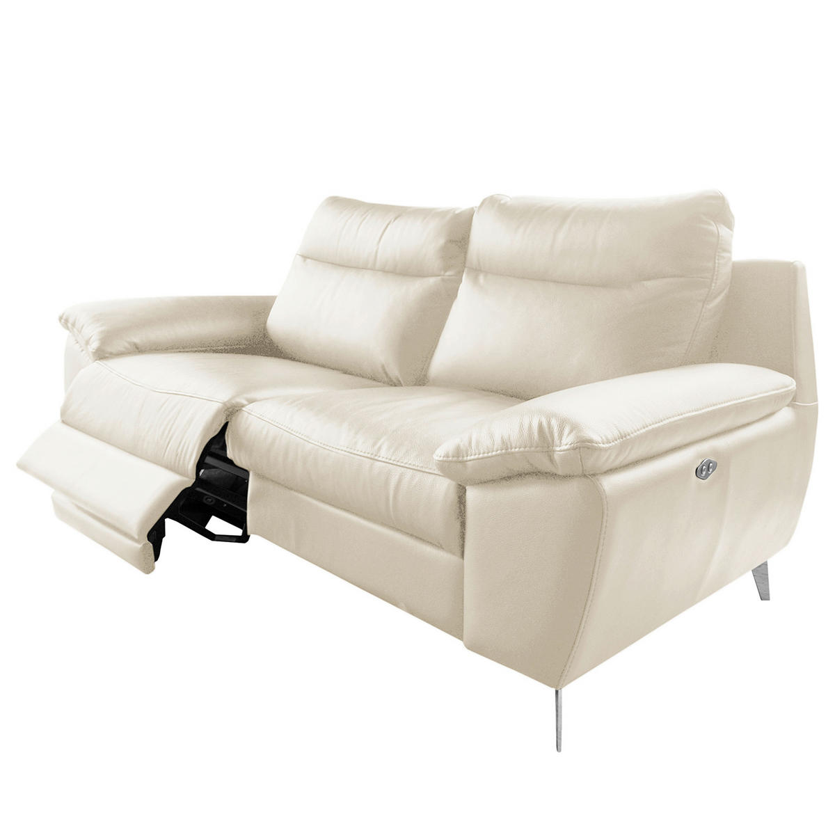 2-SITZER-SOFA 178/95/96 cm PERLE in Echtleder Creme   - Chromfarben/Creme, Design, Leder/Metall (178/95/96cm) - Livetastic