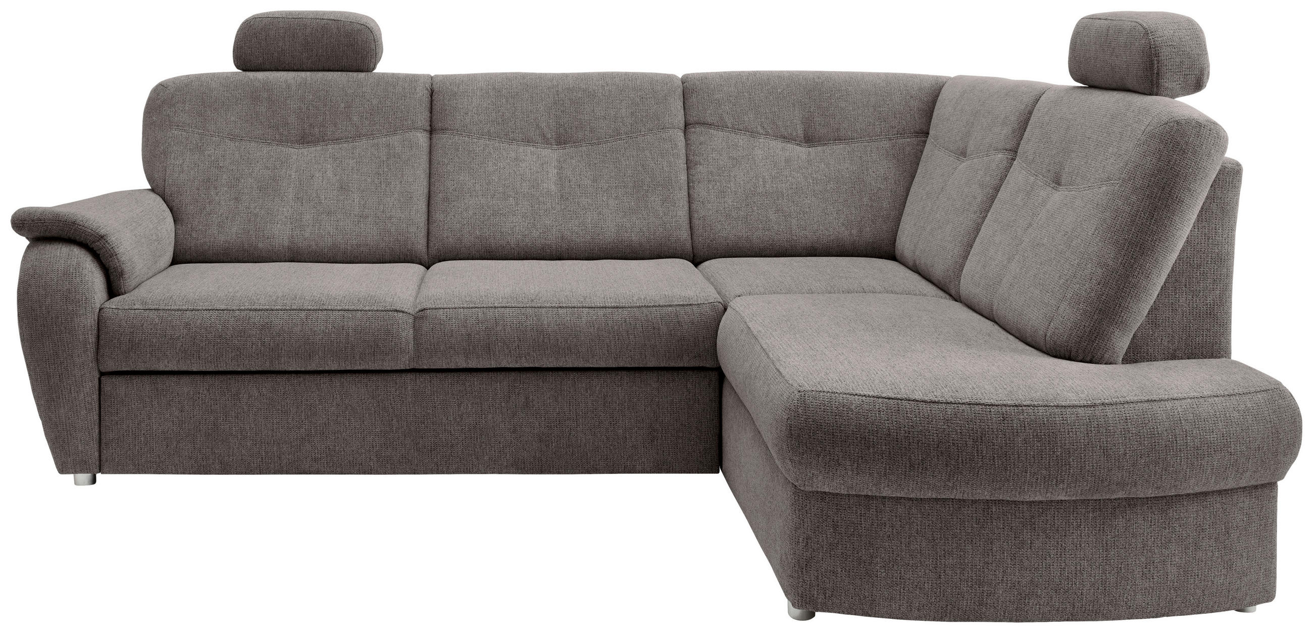 ECKSCHLAFSOFA Chenille Graubraun  - Chromfarben/Graubraun, Modern, Kunststoff/Textil (264/180cm) - Livetastic