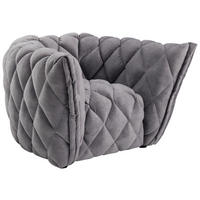 SESSEL Samt Hellgrau    - Hellgrau/Schwarz, Design, Holz/Textil (102/69/58cm)
