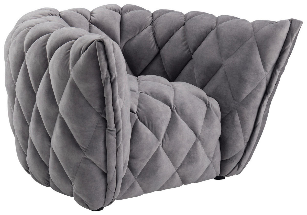 SESSEL Samt Hellgrau    - Hellgrau/Schwarz, Design, Holz/Textil (102/69/58cm)