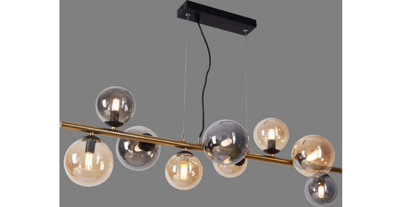LED-HÄNGELEUCHTE 86,6/36/120 cm - Goldfarben/Bernsteinfarben, LIFESTYLE, Glas/Metall (86,6/36/120cm) - Dieter Knoll