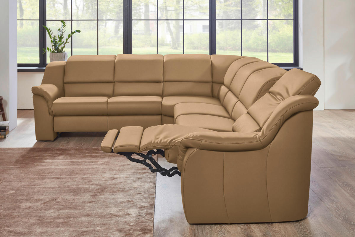 ECKSOFA  in Echtleder Cappuccino  260/324 cm  - Schwarz/Cappuccino, KONVENTIONELL, Leder/Kunststoff (260/324cm) - Cantus
