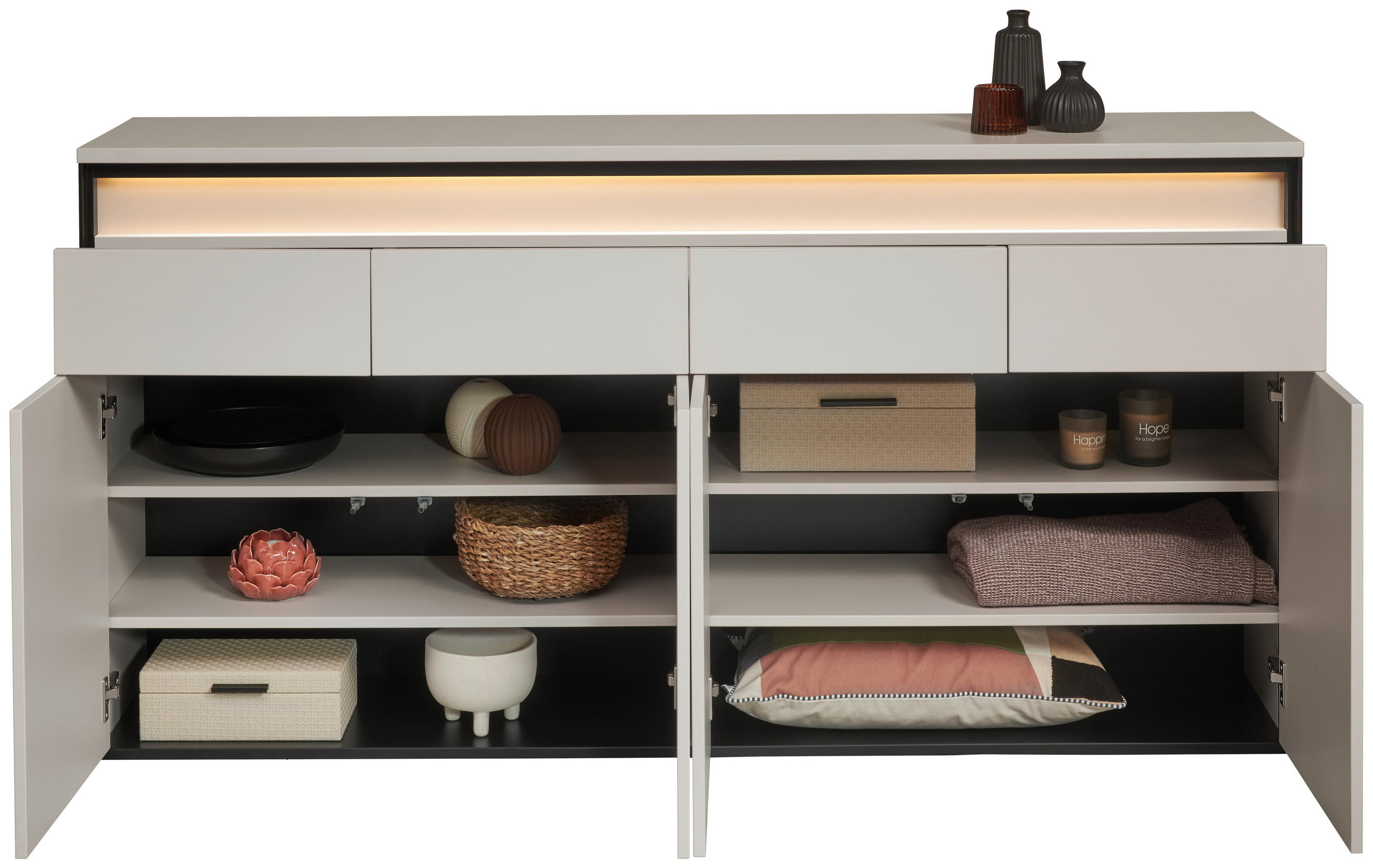 SIDEBOARD  in 174/88/38 cm  - Schwarz/Eiche Artisan, KONVENTIONELL, Holzwerkstoff (174/88/38cm) - Voleo